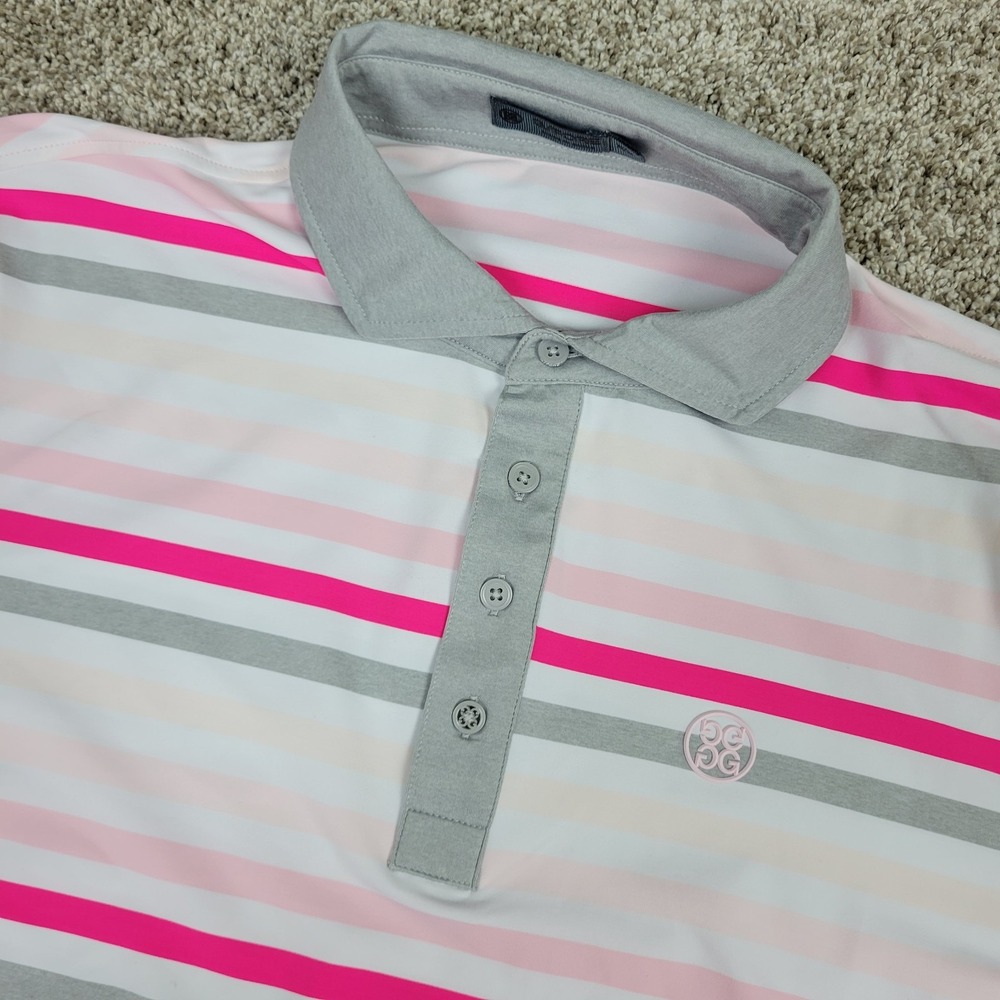 G/FORE Mens XL Multicolor Striped Performance Stretch Golf Polo Short Sleeve